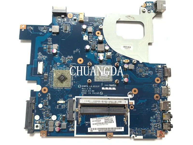 Laptop Motherboard For Acer Aspire E1 521 MAIN BOARD Q5WT6 LA-8531P NBY1G11002 E300 CPU Onboard DDR3