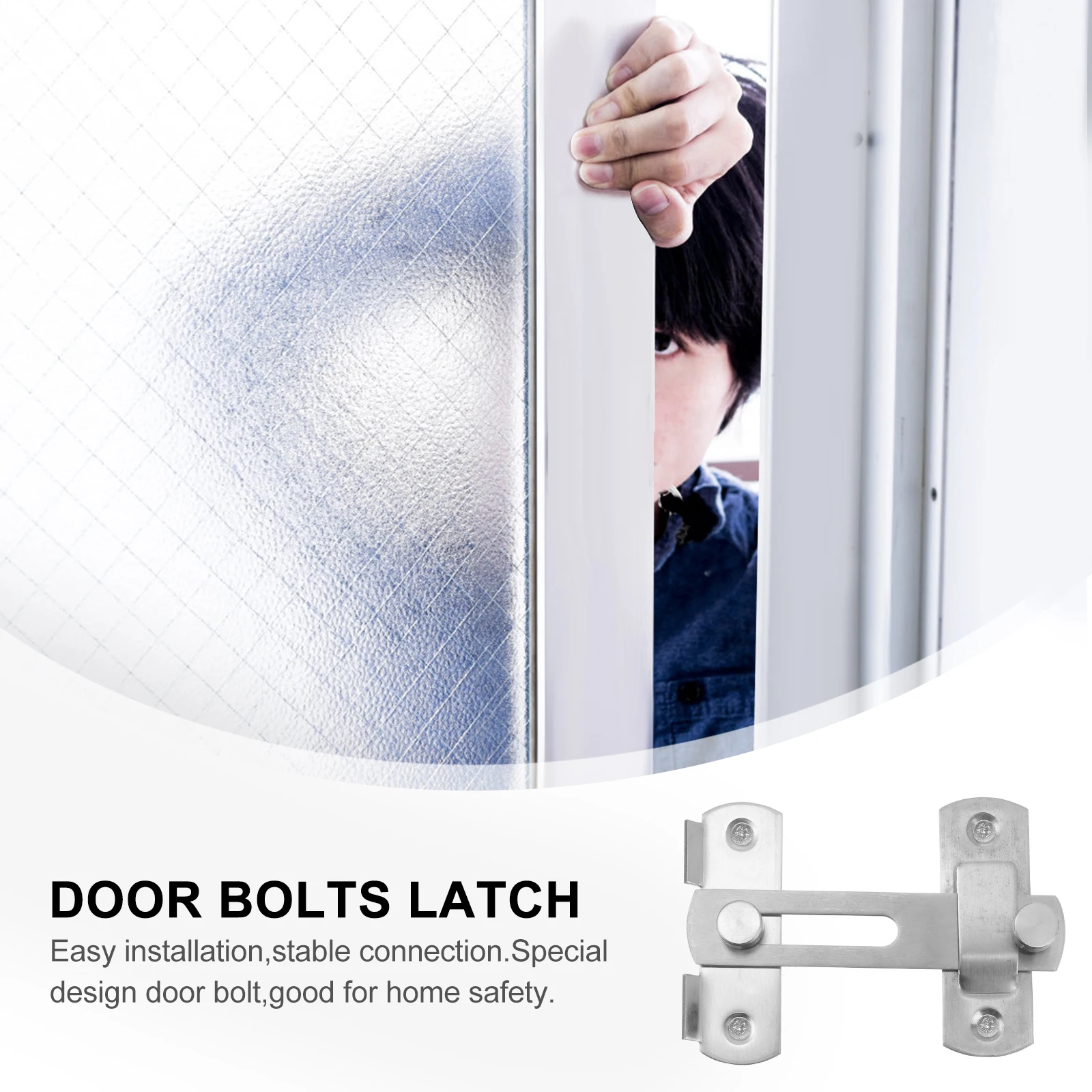 

Stainless Steel Door Latch Bolt Insurance Door Buckle Brushed Silver Lock For Pet Cage Cabinet Drawer Furniture Security
