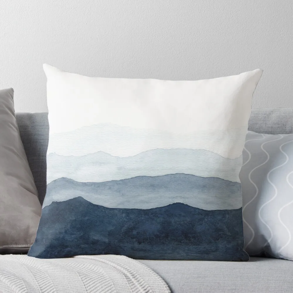 

Mountains Ombre Indigo Abstract Watercolor Throw Pillow Pillows Aesthetic Cushions