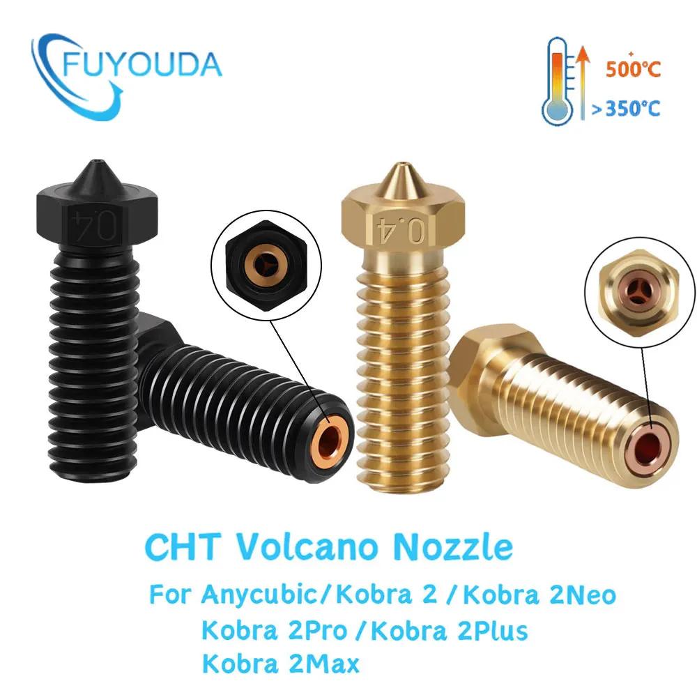 

CHT Volcano Nozzle Hardened Steel High Flow Nozzles For Ender 3 Artillery Vyper Hotend Anycubic Kobra Clone Volcano Brass Nozzle