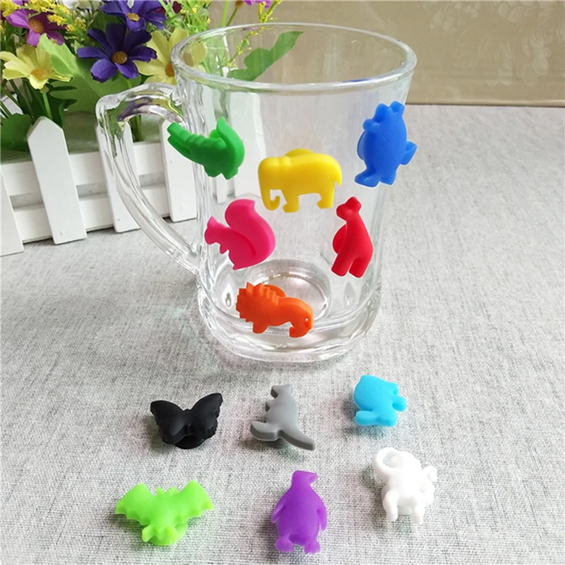 6/12PCS Party Dedicated Animal Suction Cup Wine Glass Silicone Label Silicone Wine Glasses Recognizer Marker Tea Accessories