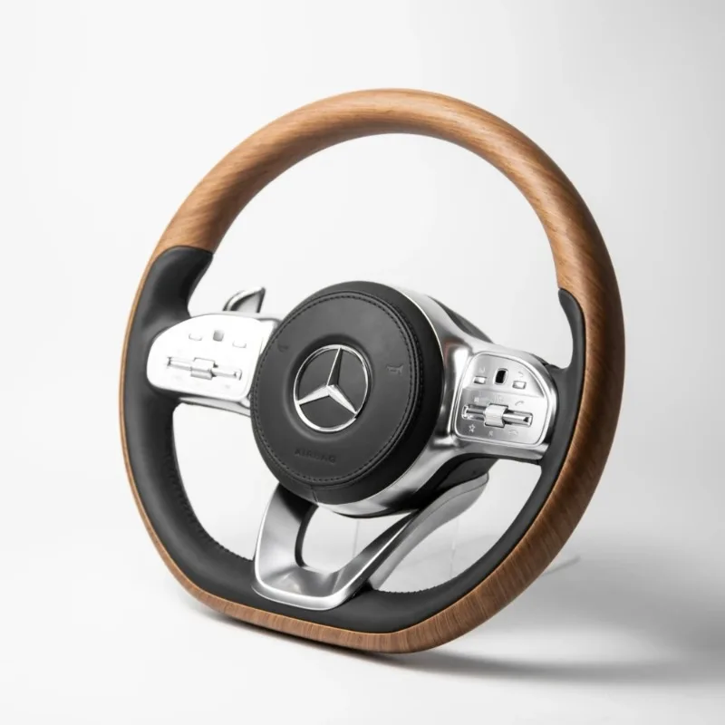 

Premium Wood Grain Steering Wheel for Mercedes FOR BMW for Lexus Classic Walnut Mahogany Finish with Wooden Upgrade Horn Button