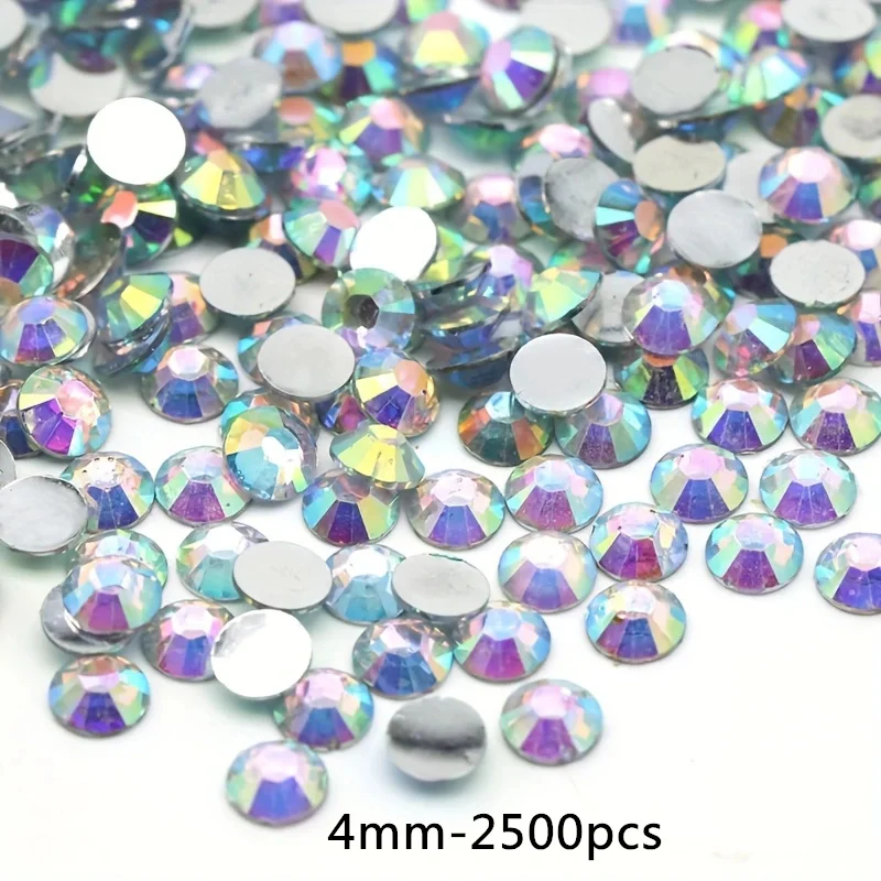 Resin Rhinestones Crystal Orange Champagne Black Diamond AB Silver Back 4mm Non Hotfix Flatback For Nail Garment Decoration DTY