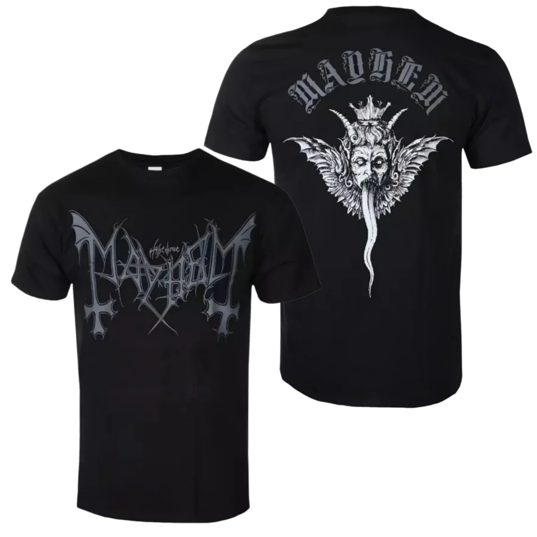 Mayhem - Winged Daemon Pattern Printed T-shirt - Extreme Metal Enthusiast and Collector's T-shirt Men and Women  T-shirt