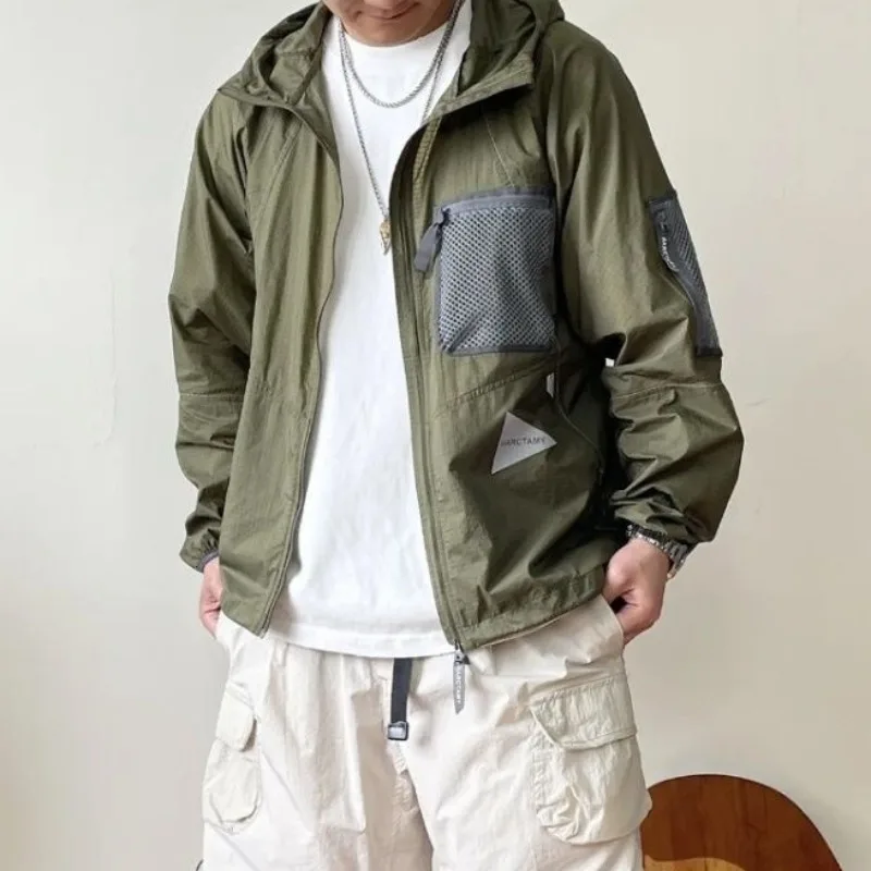 Japanese Style New Sun Protection Clothing for Men Thin Breathable Loose Hooded Jackets Outdoor Fishing Quick Drying Skin Coat