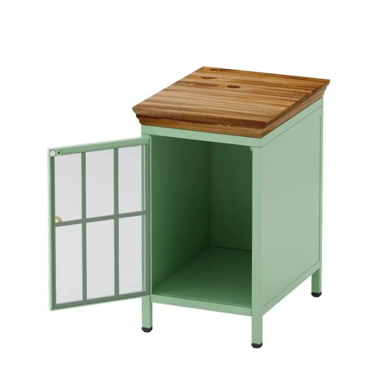 Two-piece set with locker, bedside table & solid wood desktop.