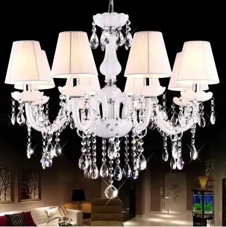 European Style White Crystal Chandeliers Modern LED Chandeliers For Living Room lustres de sala de cristal