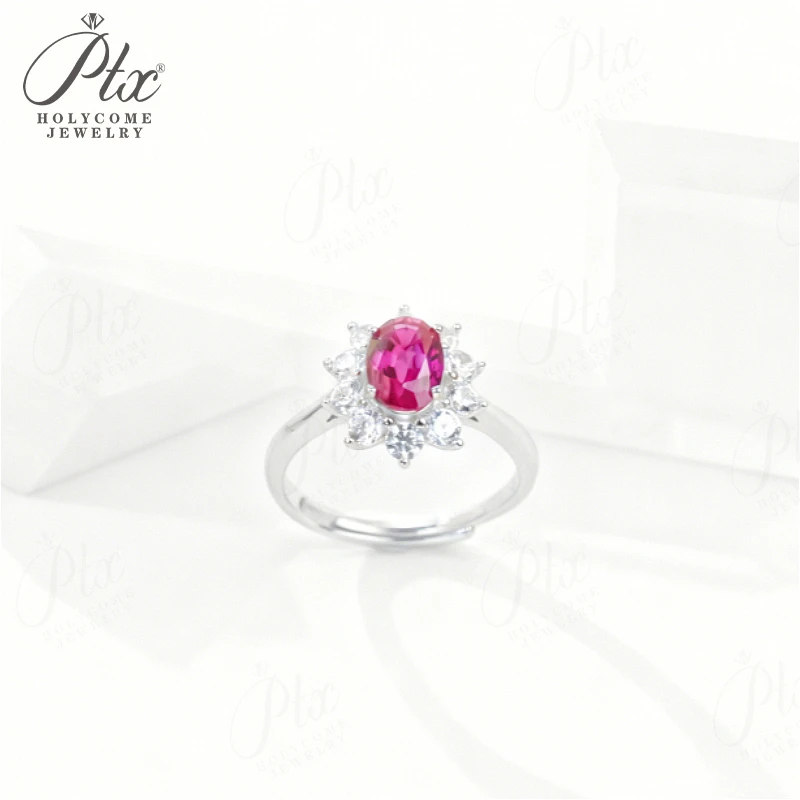 Gemstones Ring Oval Cut Lab Grown Ruby Sapphire Columbia Padparadscha 925 Silver Wedding Band Never Fade Anniversary Gifts