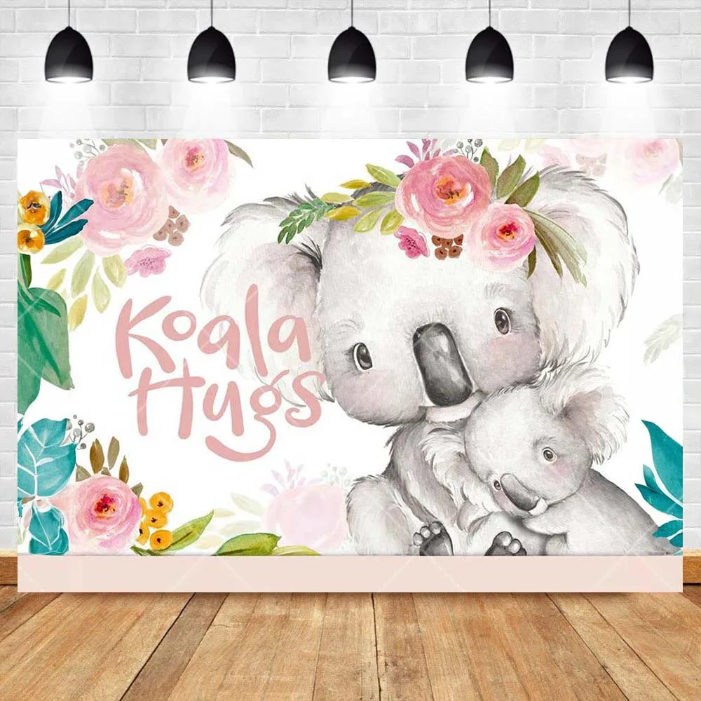 Cartoon Koala Cute Little Animal Kids Boy Girl Gifts Birthday Party Backdrop Custom Kids Room Decor Photo Wall Studio Background