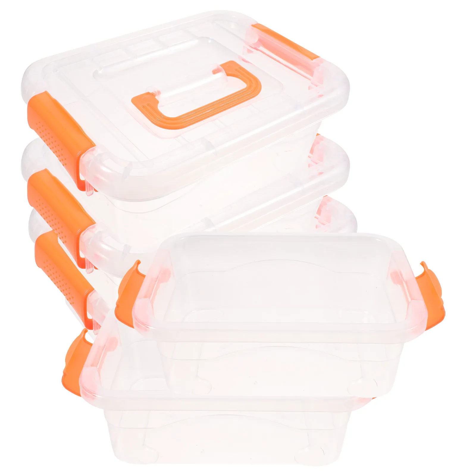 5Pcs Clear Plastic Storage Boxes with Handles – Desktop Organizer Bins for Office, Study, Classroom & Counter
