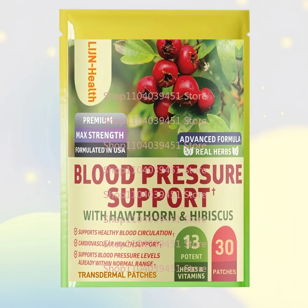 

30 Patches Premium Blood Pressure Support Transdermal Patches with Hawthorn and Hibiscus to Support Blood Flow Health