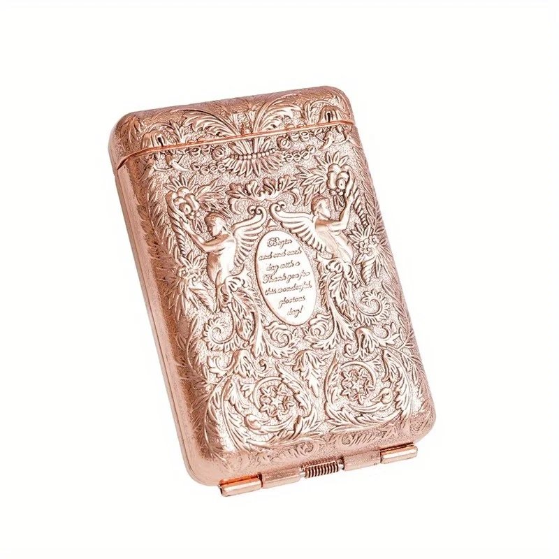 Retro Hand-carved Metal Cigarette Case for 14 Cigarettes Portable Pocket Tobacco Case Cigarette Holder Storage Box Smoking Tools