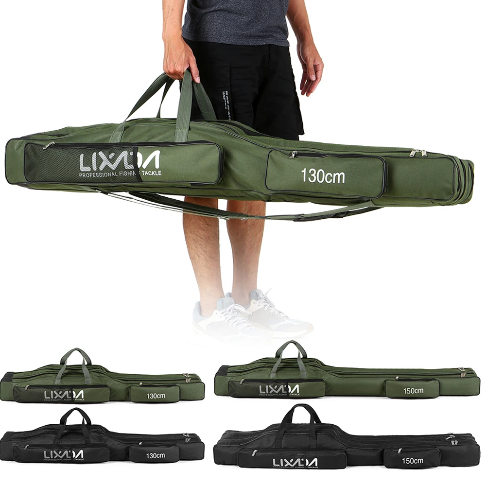 130cm/150cm Three Layers Fishing Bag Portable Folding Fishing Rod Reel Tackle Tool Carry Case Carrier Travel Bag