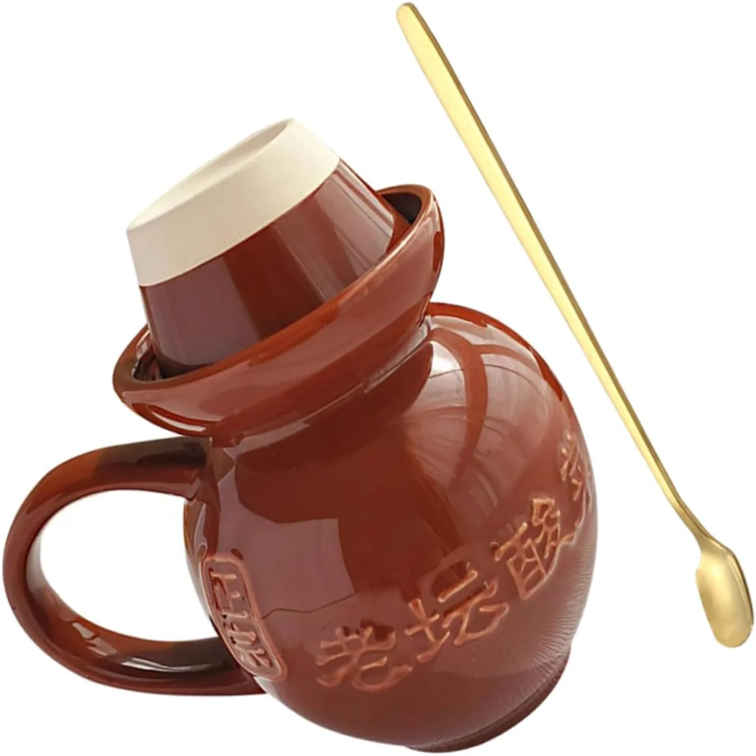 Funny Ceramic Coffee Mug Tea Cup with Handle for Desktop Office or Sauerkraut Altar - 1 Set Stainless Steel Water Milk Cup Gift