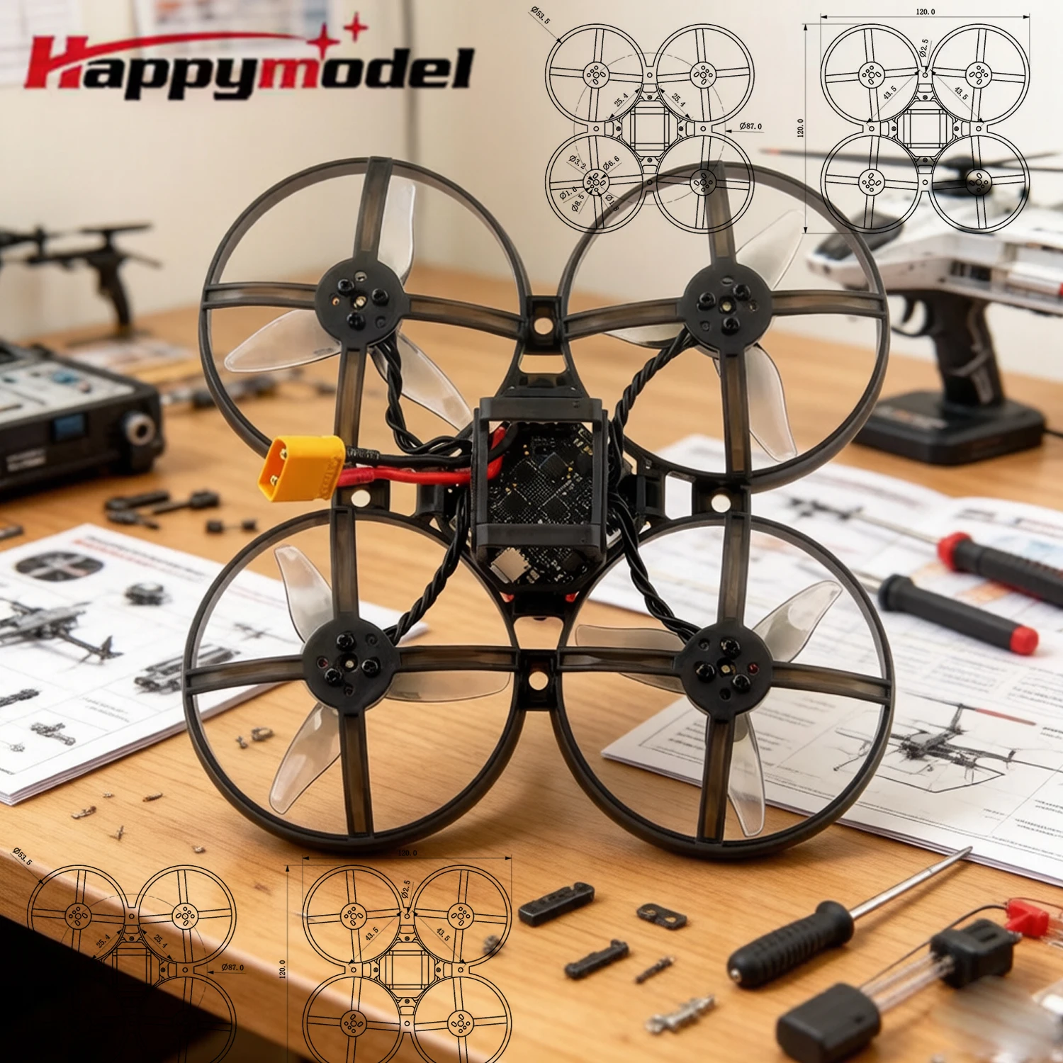 

Рама для FPV-дрона HappyModel 5-в-1 Mobula8 HD 2S 85 мм (цифровой микро-дрон Whoop) с поддержкой Walksnail / HDZERO / O3 Crazy F405 ELRS EX1103 UART RX