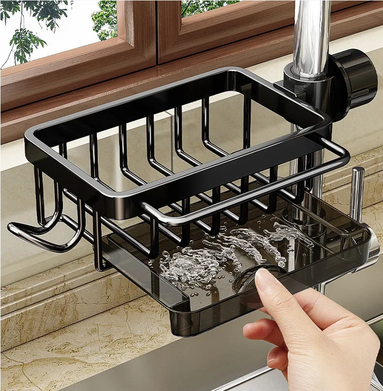 Kitchen Sink Caddy Organizer,Organization and Storage Sponge Drainage basket,Removable Hanging Faucet Rack for Kitchen Bathroom