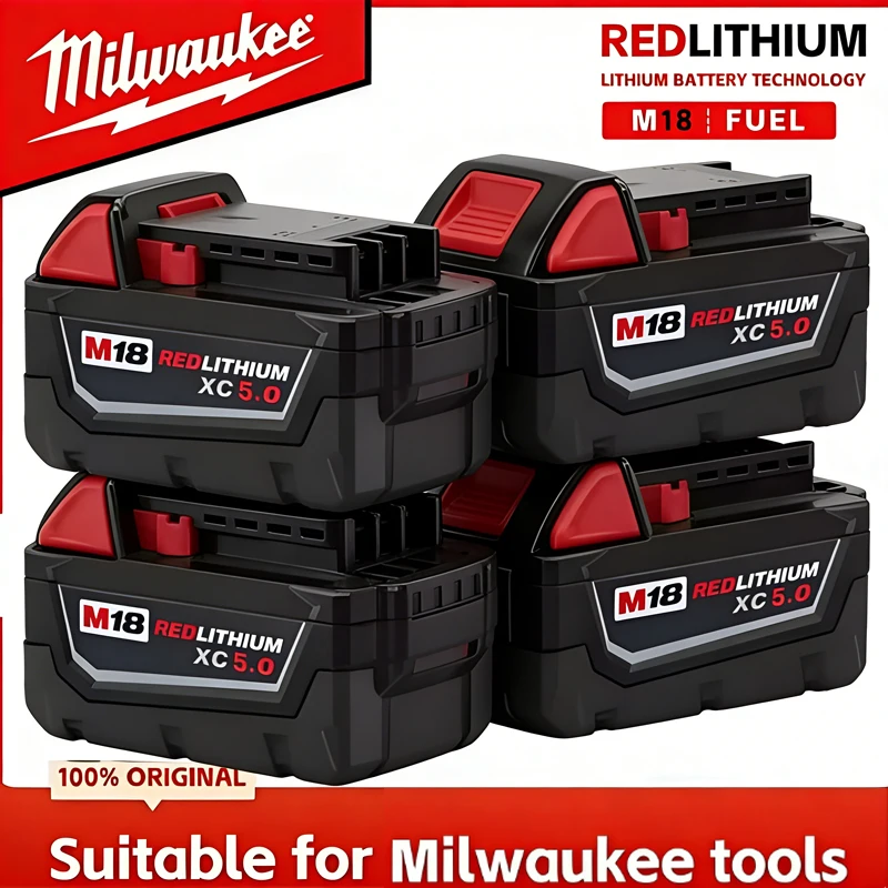 

Milwaukee Original M18 6000Ah 5000Ah Battery 18V REDLITHIUM Ion High Power Long Cycle Life