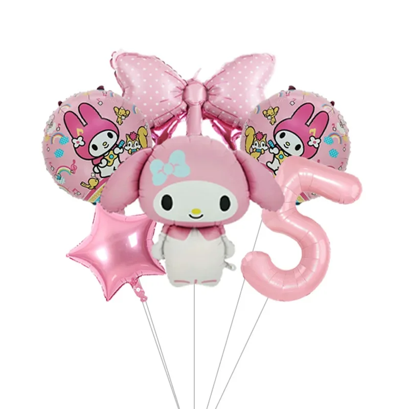Anime Kawaii My Melody Themen-Folienballons-Set Latexballons Kindergeburtstagsparty-Dekoration Babyparty Zahlenballon Globos – Detail 6
