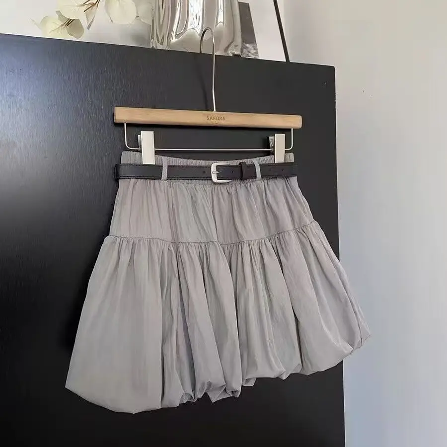 Cake Skirts Women Short Skirt A Line High Waist Slim Fit Shorts Casual Solid Belt Elegant Splice Y2k Streetwear Work 2026 Summer