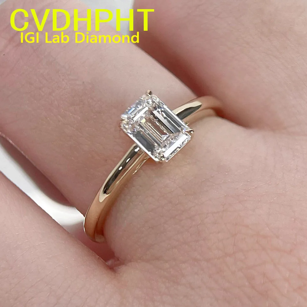 

IGI Lab Growing Diamond Ring Emerald shape D Color1 2 3Ct Real Platinum PT950 Ring Diamond wedding ring Factory Engagement Ring