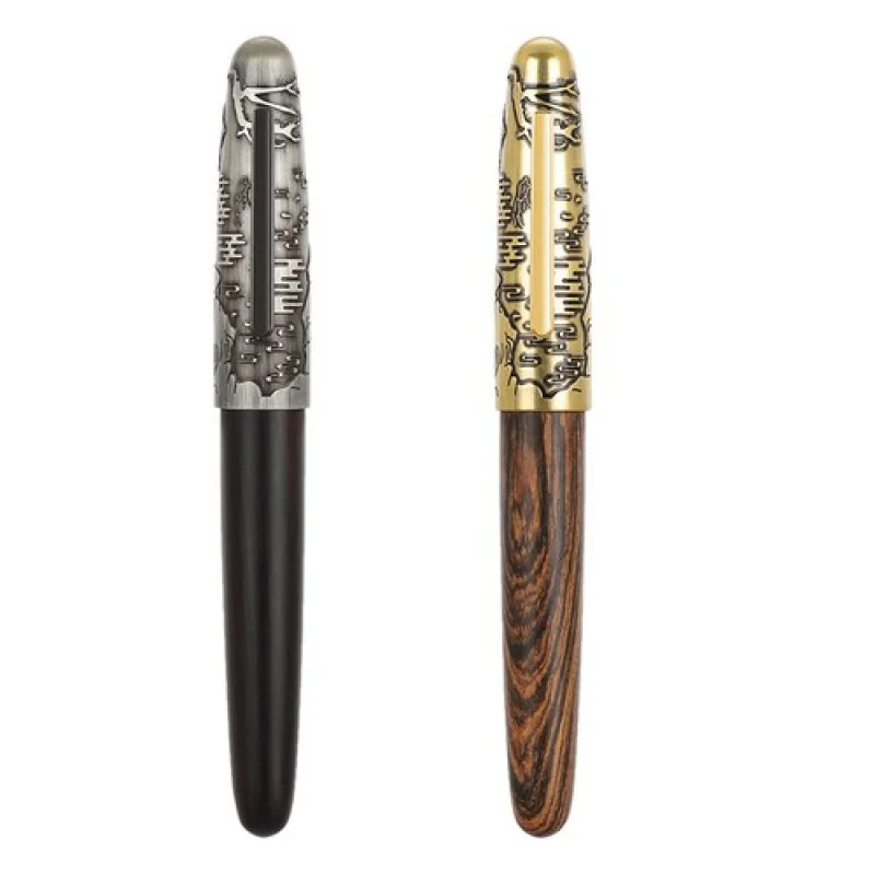 

A+ Jinhao 9056 Tiger Embossed Fountain Pen EF/F/M Nib, Handmade Wooden Gift Pen