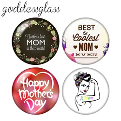 Happy Mother's Day Gift Love Mom Best mama 10pcs 12mm/18mm/20mm/25mm Round photo glass cabochon demo flat back Making findings