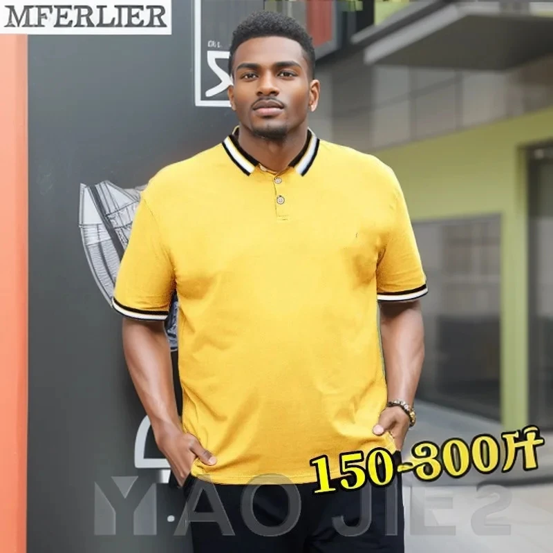 

summer men polo shirts short sleeve plus size 9XL casual patchwork formal business work tees tops elastic polo shirt korea style