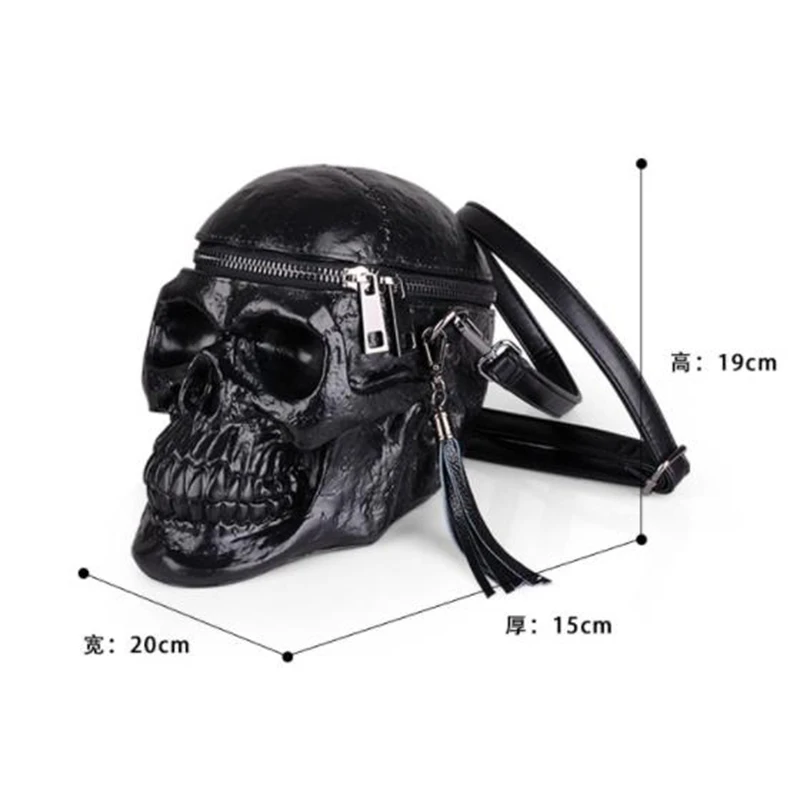 Fashion Designer Satchel Package Skull BagsOriginality Women Bag Funny Skeleton Head Black Handbad Single Package