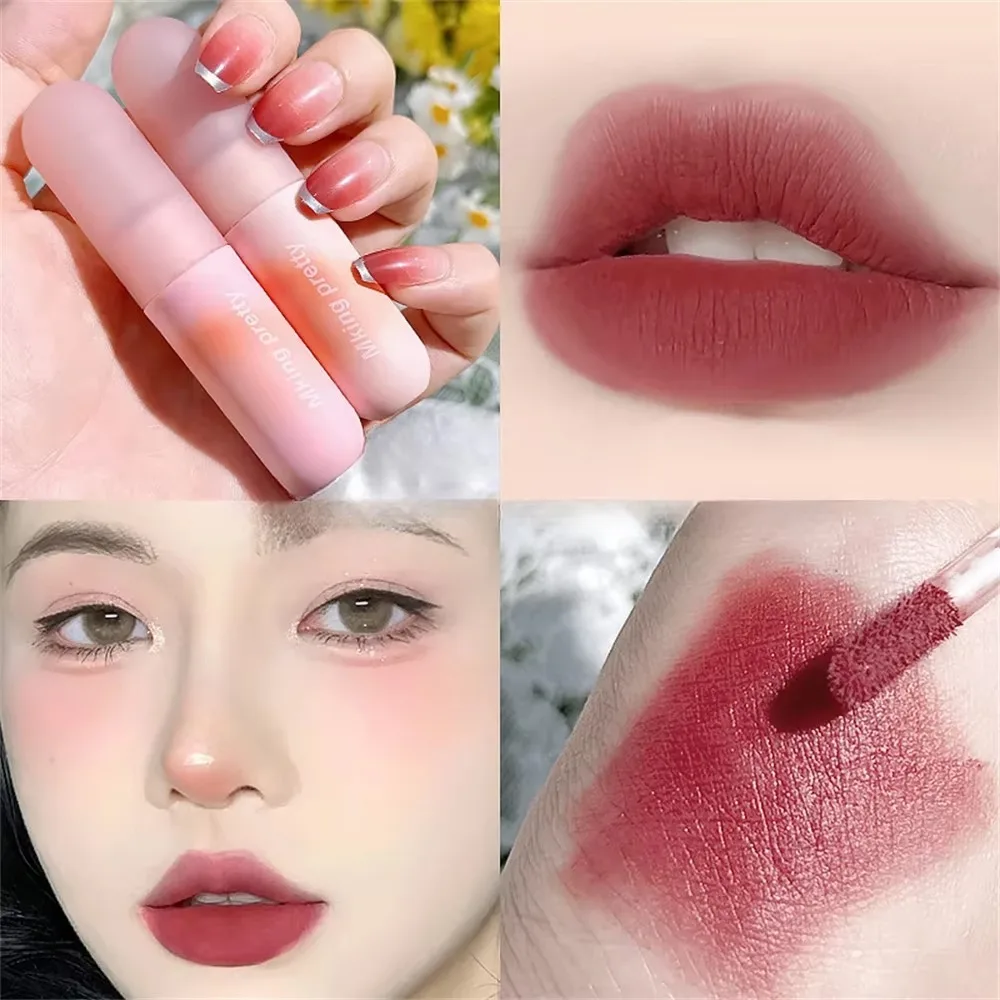 Rouge à lèvres imperméable et Sexy pour femmes, brillant à lèvres rouge fraise durable, antiadhésif, velours mat