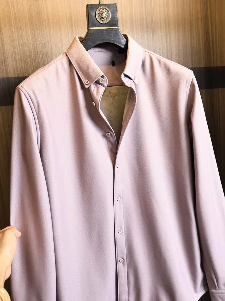 Thickened Warm Long Sleeve Fleece Lined Men's Business Commuter Versatile Collared Shirt Fashionable Autumn Winter Clothing