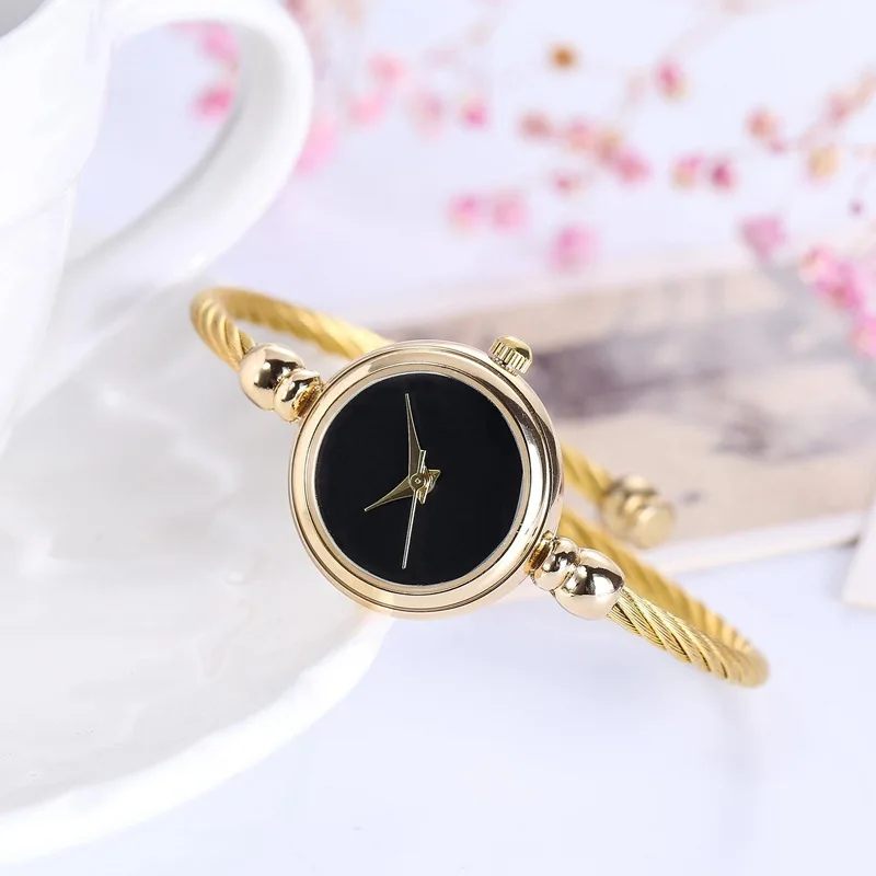 2PCS Women\'s Watches Fashion Gold Fine Strap Ladies Bracelet Watch Female Wrist Watch Women Clock Relojes