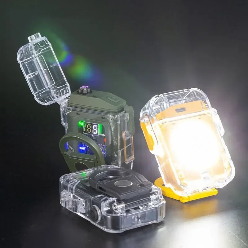 ولاعة قوسية للتخييم في الهواء الطلق مع مقاومة قوية للرياح والماء، وإضاءة مثبتة على الخصر قابلة لإعادة الشحن، ولاعة عالية التحمل #2