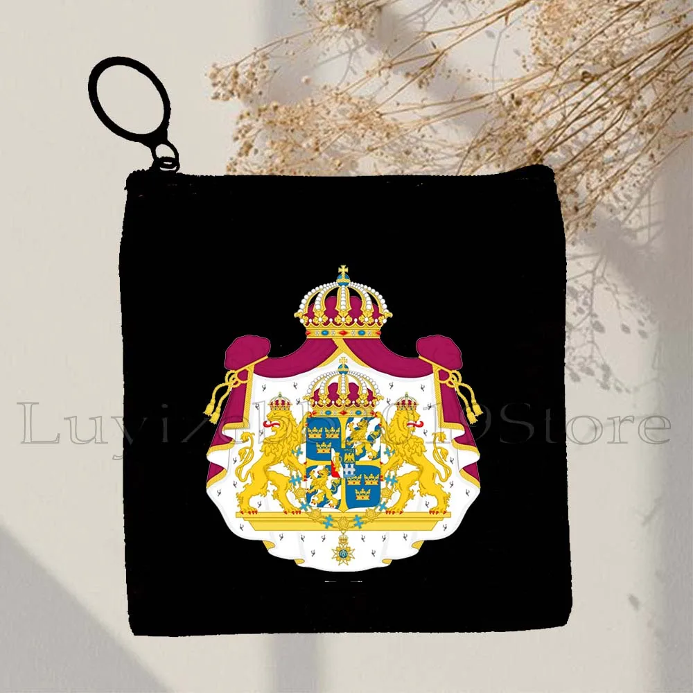 محفظة عملات قماشية من السويد ، حافظة مفاتيح ، حقيبة تخزين صغيرة ، حقيبة بسحاب ، معطف سلاح ، السويد ، قلب حب ، خريطة ، معطف سلاح ، هدايا سويدية #5