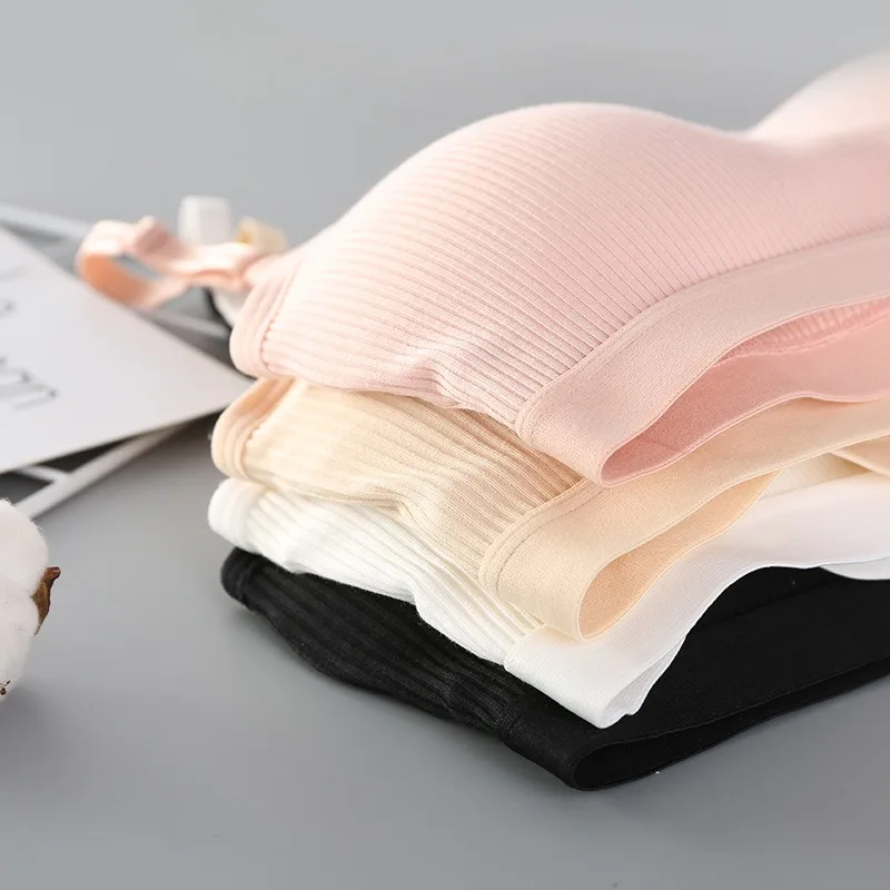 2 ks/sada dámských bezešvých podprsenek, bavlněných podprsenek, sexy spodního prádla, pevného prádla s nastavitelnou popruhem, zkrácené bezdrátové bralette - náhled 6