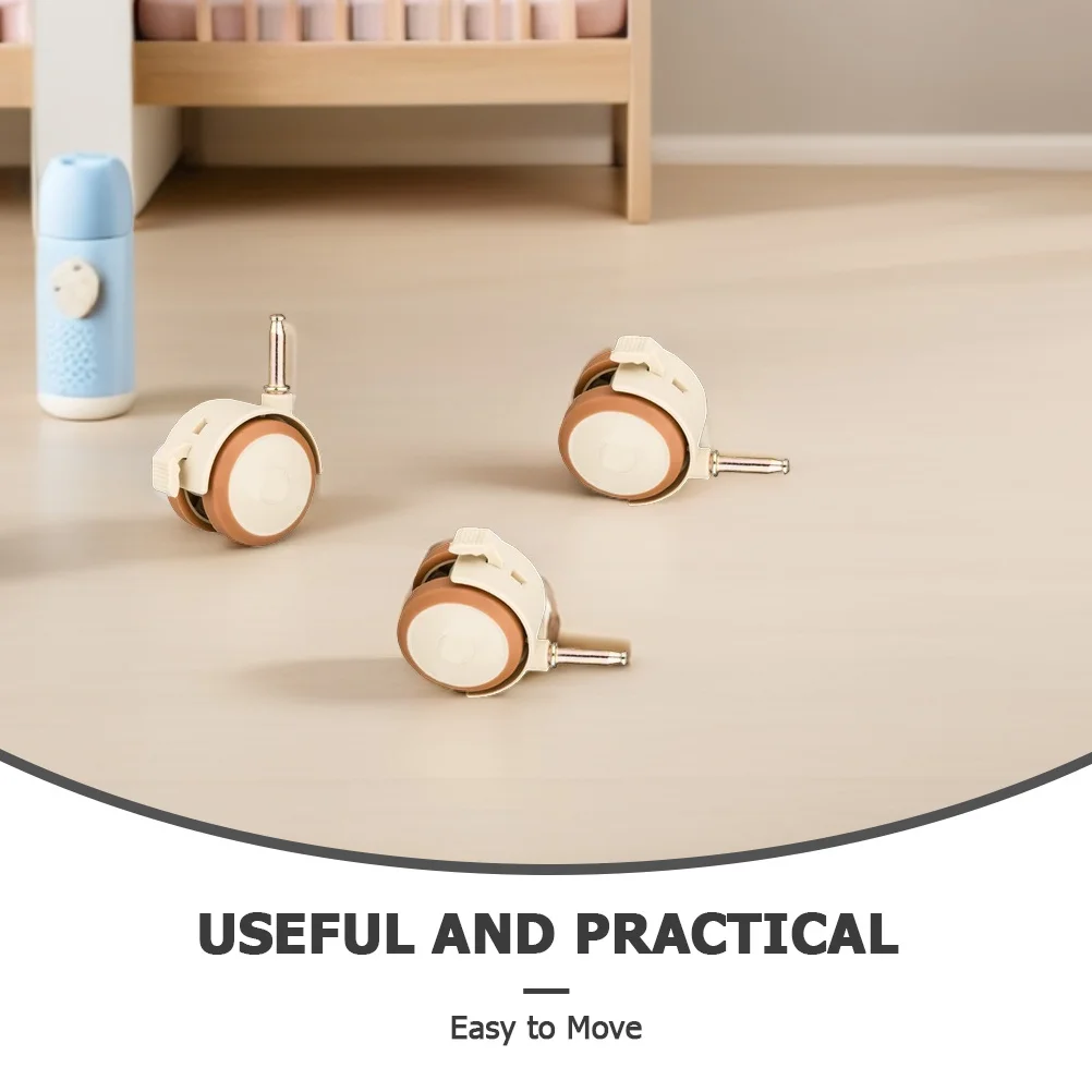 Leijiu 4pcs Crib Wheels Rubber Swivel Locking Silent Crib Cart Caster Set For Nursery Furniture Chair Wheels