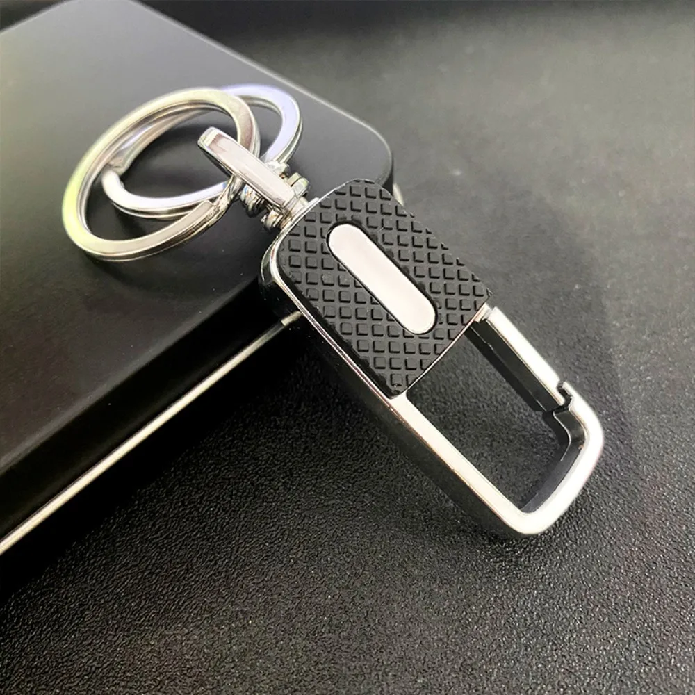 Luxury Metal Car Keyring Rotatable Waist Hanging Leather Key Chain Double Switch Key Holder Rings Buckle Men