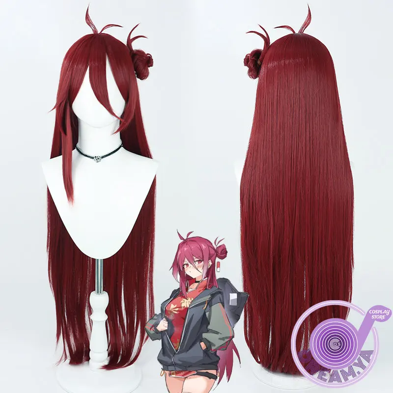 

Kayama Reijo Cosplay Wig Blue Archive Red 100cm Long Heat Resistant Synthetic Hair Halloween Party Role Play Carnival + Wig Cap