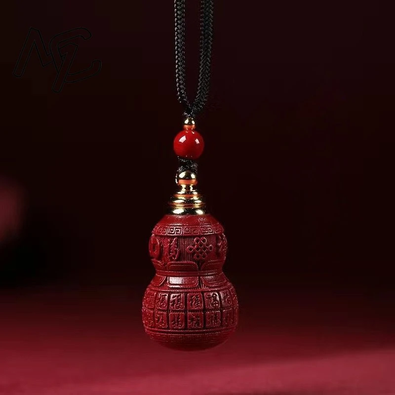 Customized Natural Red Cinnabar Gourd Key Chain Mobile Phone Chain Jewellery Fashion New Lucky Amulet Can Open Empty Bottles