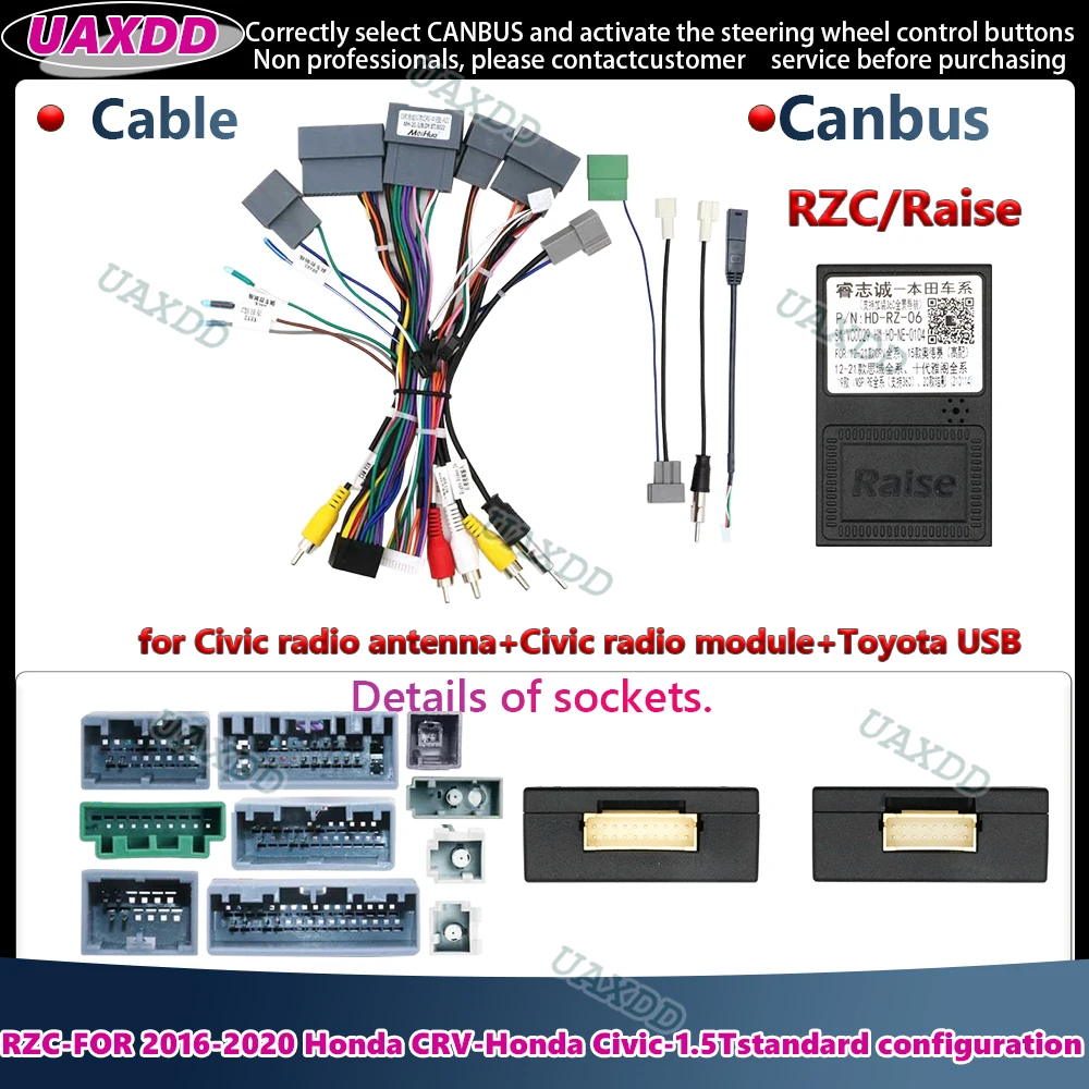RZC Kabel Canbus für Honda CRV Civic Odyssey City Elysion Accord 10. Generation Fit Vezel Raise Wire Elektrischer Android Auto-Rahmen-Decoder CD – Detail 9