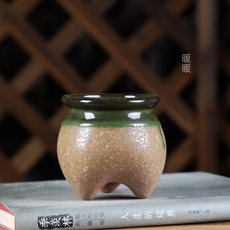 

Ceramic Colorful FingerPot Circle Tripodia Flower Bonsai Pot Tradition China Garden Decoration