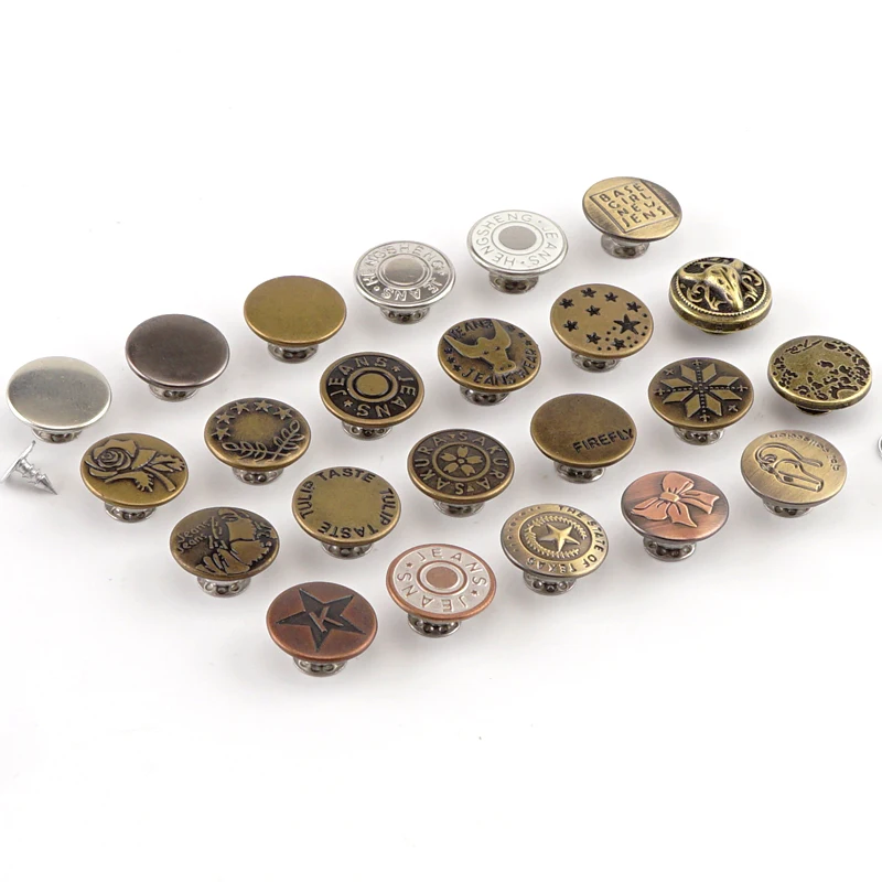 10pcs Bronze Fashion Metal Jeans Button Men and Women Denim Trousers Pants Buttons  for Clothing Sewing Accessories image 2
