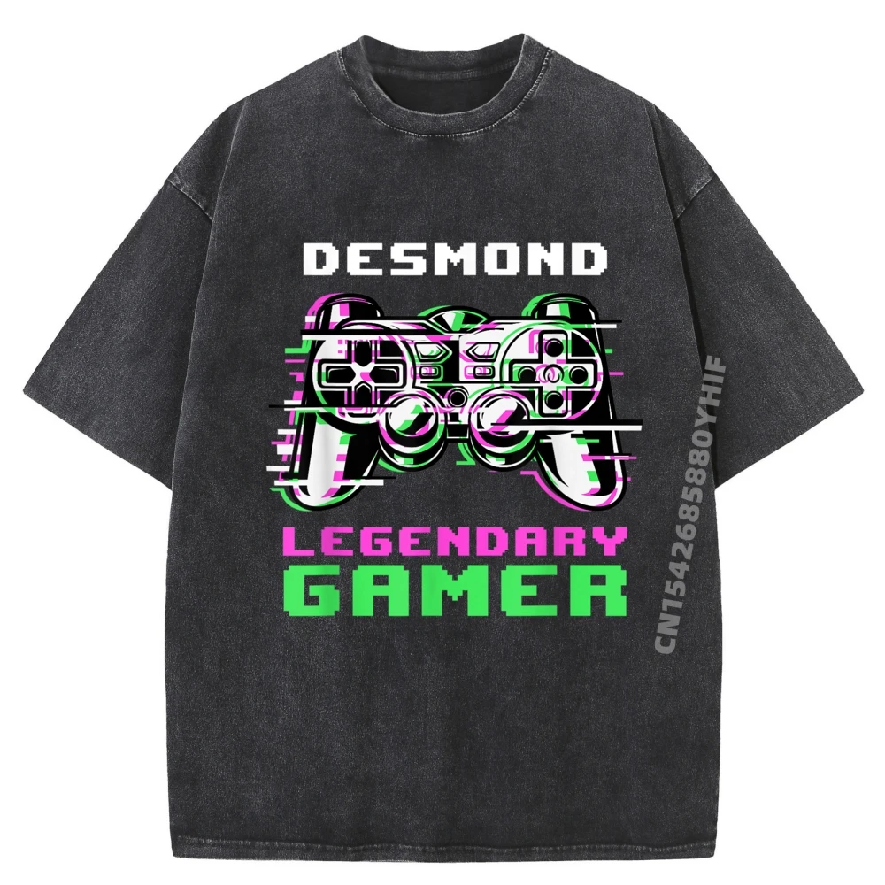 

Персонализированная футболка большого размера Desmond Legendary Gamer, мужская одежда, уличная стираная одежда