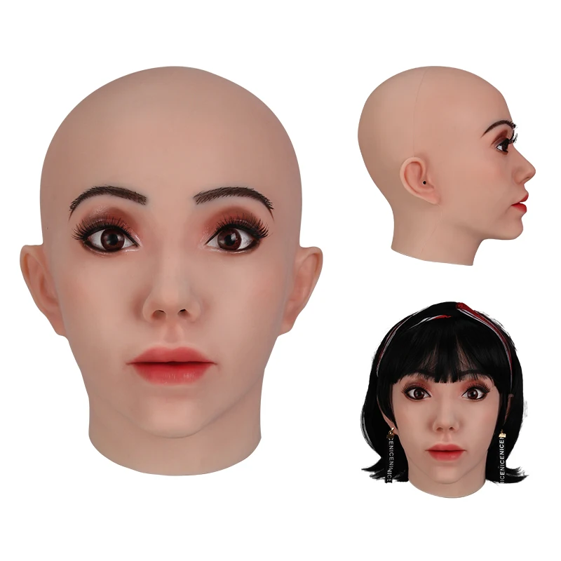 ONEFENG Soft Women's Silicone Headgear Makeup Artist Cosplay Men's And Women's Silicone Versatile Makeup Mask Halloween ﻿