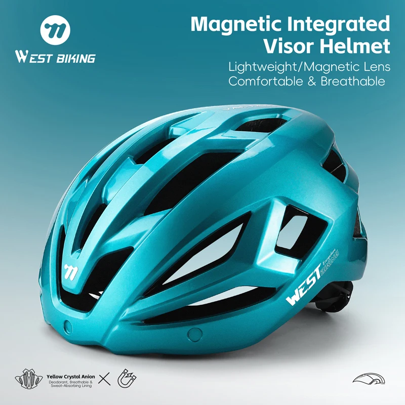 

Велосипедный шлем WEST BIKING 57-61 см, регулируемые магнитные очки, встроенный велосипедный защитный шлем, мужской велосипедный шлем, головной убор для велоспорта