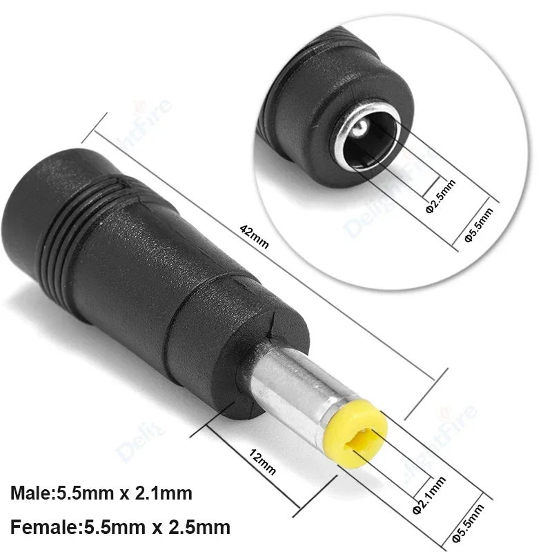 5.5 2.5mm Naar 5.5x2.1mm DC Power Connector 5V 12V Jack Plug 5.5*2.5mm Vrouw Naar 5.5mm * 2.1mm Mannelijke DC Power Adapter Connectors