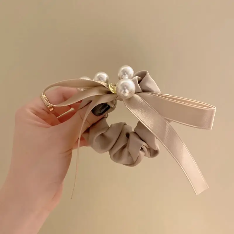 

Pearl Butterfly Knot Hair Rope Women Tie Hair Large Intestine Circle High-end Feeling Headband