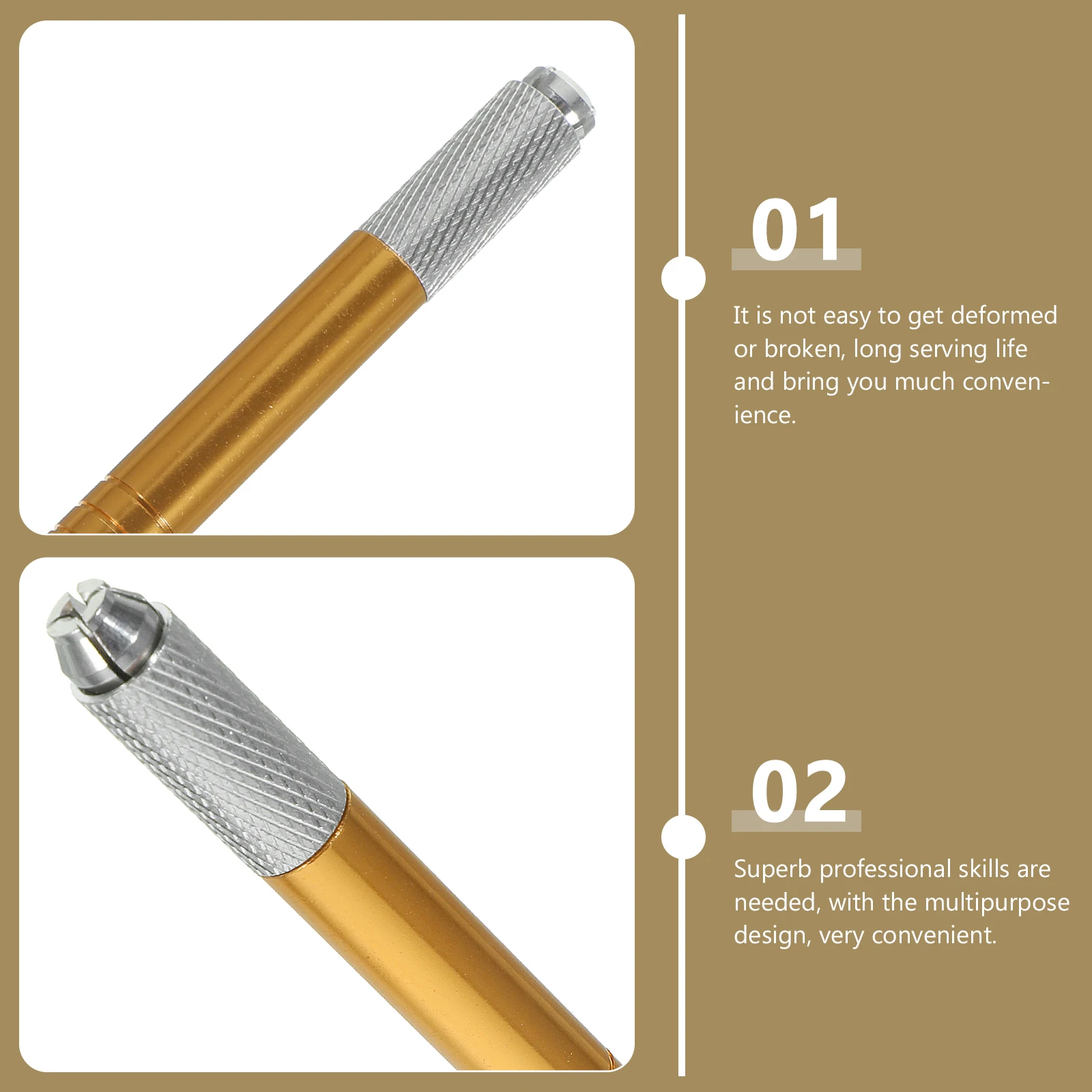 

Dual End Microblading Pen Golden Manual Tattooing Brow Pencil Double Head Eyebrow Long Life Practical Professional Salons