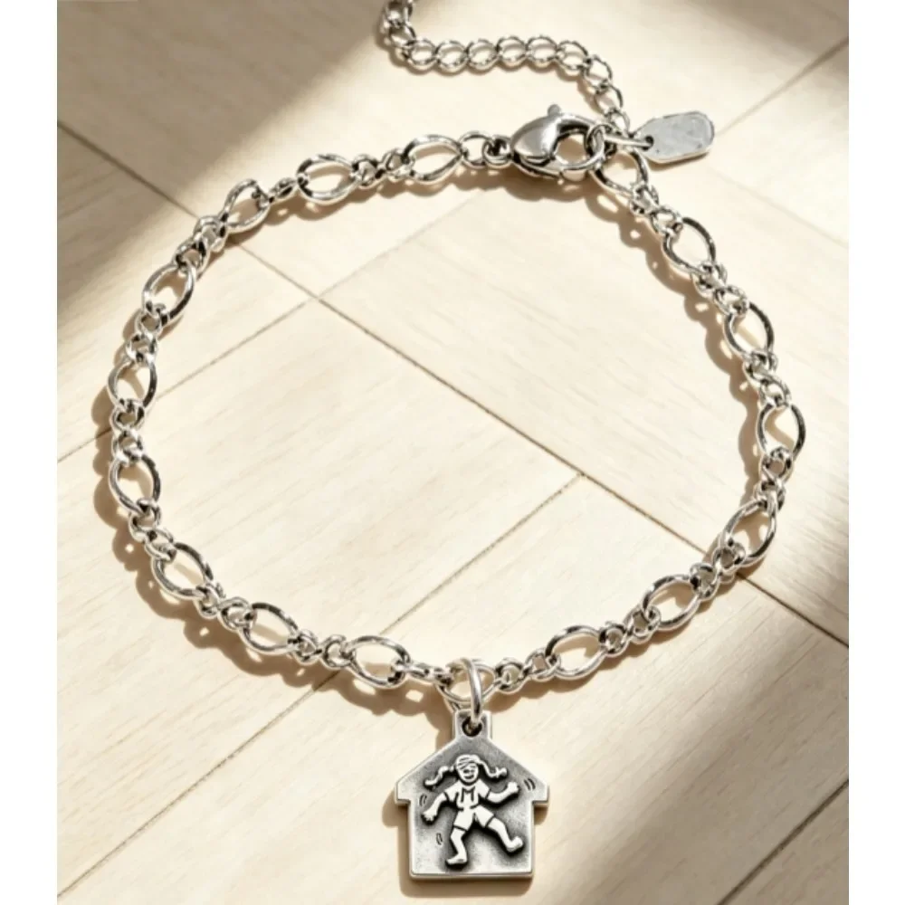 New Arrival S925 Sterling Silver Vintage Oxidized Women Charm Bracelet, Purple Milk Tea, Texas Kerrville, Doll & House Enamel Pendants, Retro Ladies Statement Silver Jewelry, Gift