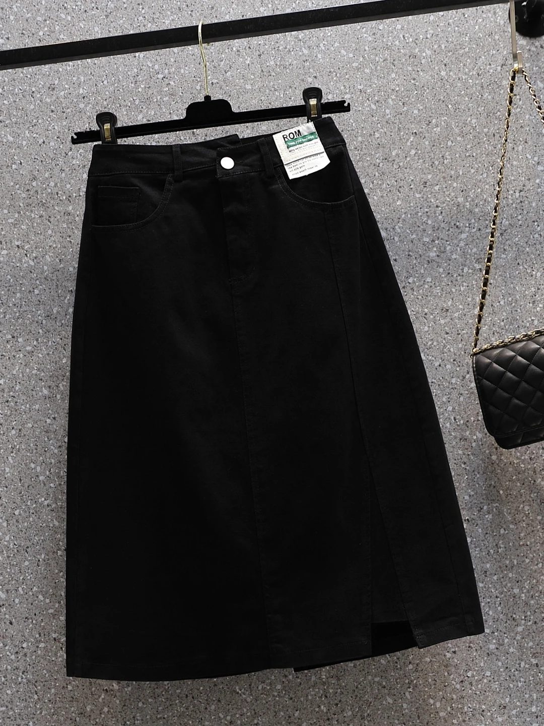 High Waist Casual Elastic plus Size A-Line Midi Skirt with Slit for Women Stylish Slimming Versatile Mid-Length Skirt 3