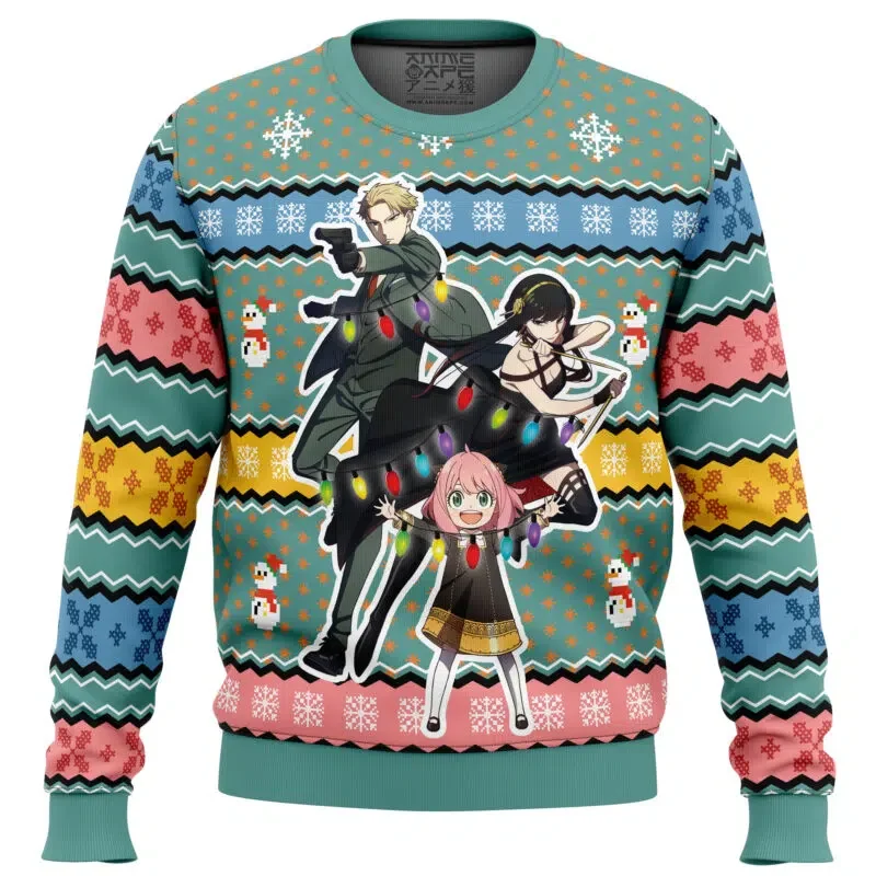 เสื้อกันหนาวครอบครัวลายพรางสำหรับคริสต์มาส ลายครอบครัวลรอยด์ อนิอาเยอร์ คิว วินเทอร์ คริส